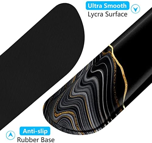 Dapesuom Enlarge Keyboard Wrist Rest, Memory Foam Wrist Cushion for Desk Mats Support, Marble Pain Relief Keyboard Mouse Pad Rests Set with Non-Slip Base for Gaming Laptop Office Computer, Black Gold - Image 4