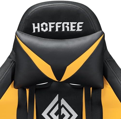HOFFREE RGB Gaming Chair with Speakers Massage LED Lights Game Chair-Yellow | Bluetooth Computer Gaming Chair with Footrest Video Game Chair for Adults Ergonomic High Back Gamer Chair with Lumbar Support - Image 6