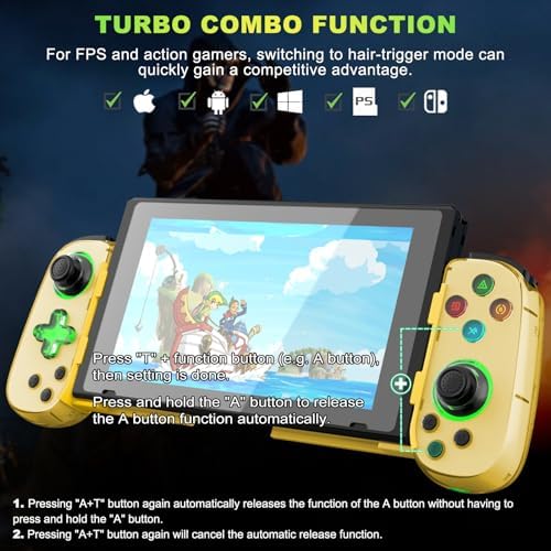 Phone Game Controller for iPhone 17/Android/PC/Switch, Play COD, Genshin,Support Streaming on PS5/Xbox/PC Console, Cloud Gaming Wireless Gamepad Joystick, Turbo/6-Axis Gyro/Dual Motor, Green Light,Yellow - Image 4