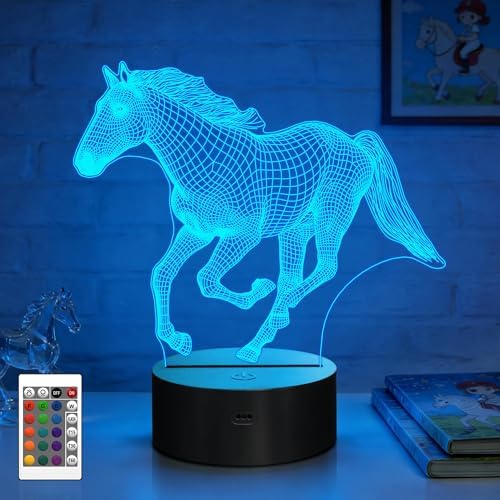 Attivolife Horse Night Light for Kids, 3D Illusion Optical LED Lamp with Remote Control +16 Color Changing, Animal Room Decor Bedside Lamp, Unique Birthday Gifts for Horse Lovers Girls Women by Attivolife