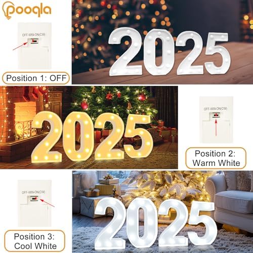Pooqla 75th Birthday Decoration for Woman Man, Decorative LED Light Up Numbers, Marquee Numbers 75 Sign for Party Backdrop 75th Wedding Anniversary Decor, Warm White and Cool White Number 75 - Image 2