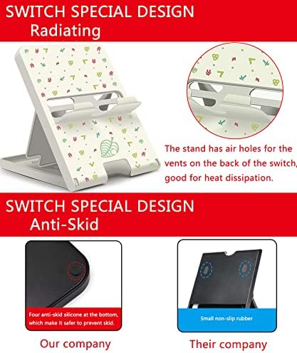 Busjoy Stand for Nintendo Switch, Steam Deck, Switch OLED, Switch Lite, Cute Game Theme Angle Adjustable Holder, Portable Foldable Non-Slip Bracket-White - Image 3