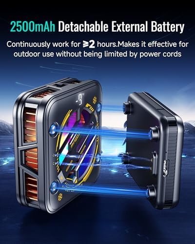 Magnetic Phone Cooler with 2500mAh Detachable Battery, Low to 15.8°F Radiator Wireless Fan with AI Temp Control & RGB, Compatible with iPhone 16/15/14/13/12 Series, Samsung, and Most Smartphones - Image 3