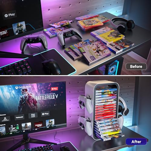 Allnice Universal Game Rack - Stores 19 Games, 4 Controller Holders, Organizes PS5/PS4/Xbox One/360/Series X/S/Switch & More - Image 4