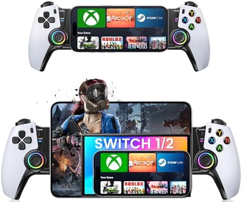 KICKDOT Wireless Phone Controller for iPhone/Android/iPad mini with Hall Joystick, LED Mobile Gaming Controller for iOS Support Xbox Cloud, Steam Link, GeForce Now, Arcade,Call of Duty, Roblox by Unknown