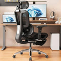 Vonesse Ergonomic Office Chair with Footrest, Desk Chairs with Adjustable 3D Headrest and Armrests, Computer Gaming Chair with Dynamic Lumbar Support & Adjustable Depth Breathable Mesh Seat (Black) by Vonesse
