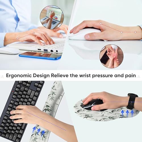 RICHEN 3 PCS Computer Mouse Pads for Desk with Coaster Set, Non-Slip Keyboard Wrist Rest and Mouse Pad Set, Ergonomic Design(YKMWR-56) - Image 6
