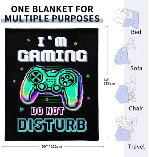 Gamer Gifts for Men Boys Girls, Do Not Disturb I’m Gaming Flannel Soft Blanket, Gaming Equipment Accessories Stuff for Teen Boys Gift - 50" x 60" - Image 3