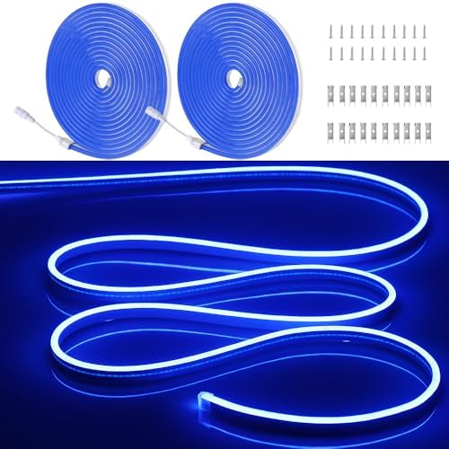 32.8FT/10M/2PCS Blue Neon LED Light Strip with Installation Kit - Flexible Waterproof 12V DC Rope Lights for Stunning Indoor & Outdoor Decor [Adapter Not Included] by OWOFYDRForprofessional