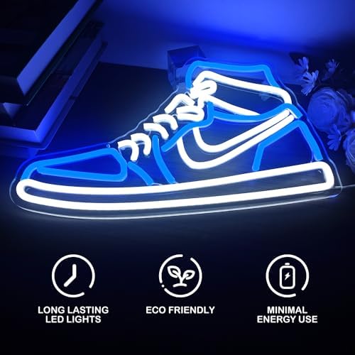 Sneaker Neon Sign Sports Shoe Neon Signs for Wall Dimmable LED Boys Neon Lights for Bedroom Man Cave Home Party Pub Neon Bar Sign Shoes Light up Signs Wall Decor (Blue) - Image 5