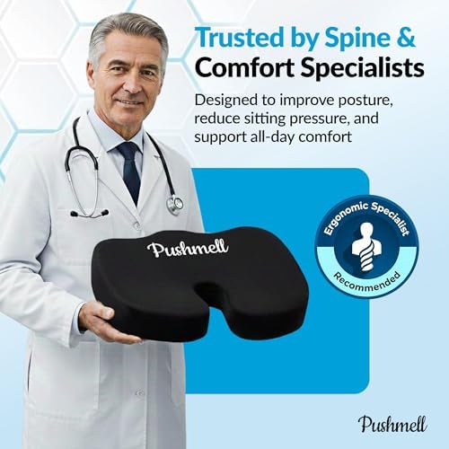 Premium Memory Foam Gel Seat Cushion for Tailbone, Coccyx, Back & Sciatica Pain Relief – Fits 17.5” x 14” Seats, Ergonomic Office & Desk Chair Cushions for Home, Car – Includes Bonus Extra Cover - Image 6