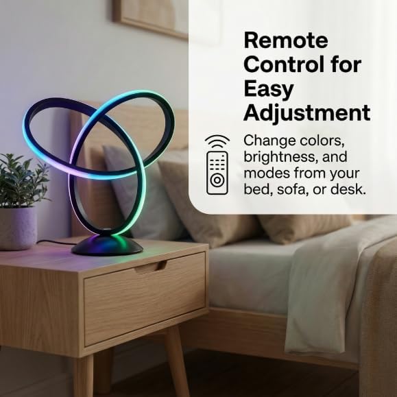 RGB Spiral Table Lamp with Remote, 13 Colors, Dimmable LED Bedside Light - Image 3