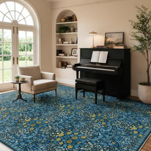 Anidaroel Office Chair Mat for Hardwood Floor/Tile Floor, 8x10 Floral Desk Chair Mat for Hard Floors, Under Desk Rug Protector for Rolling Computer Gaming Chairs, Anti Slip Machine Wash Carpet - Image 7