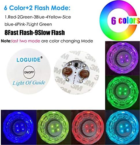 LED Coaster Discs,12 Pack Light Up Coasters,7Colors RGB LED Bottle Lights,Bottle Glorifier, LED Sticker Coaster Discs Light Up for Drinks, Flashing Shotb Light (Multicolor) - Image 2