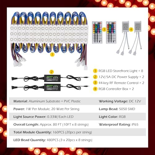 Dyna-Living LED Storefront Lights Window LED Strip Light for Business 80FT - Image 4