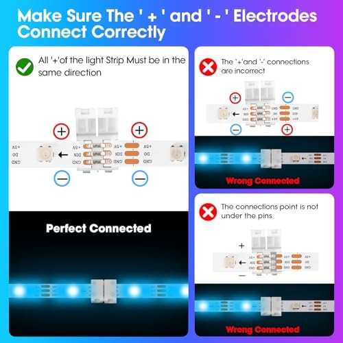 10Packs 3-Pin RGB LED Light Strip Connectors 10mm Unwired Gapless Solderless Adapter Terminal Extension - Image 5