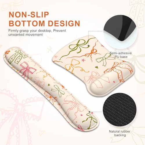 iCasso Ergonomic Mouse Pad, Keyboard Wrist Rest, Memory Foam Mousepad with Wrist Support, Easy Typing and Relieve Wrist Pain Keyboard Pad for Computer(Colorful Ribbon) - Image 6