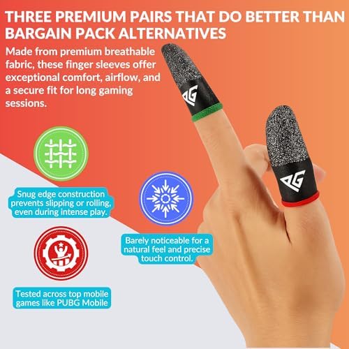 Finger Sleeves for Mobile Gaming, 3 Pairs Hybrid Carbon & Silver Fibre, Ultra Sensitive & Breathable 0.3 mm, Anti-Sweat, Anti-Dryness, Compatible with PUBG Mobile (Standard Size) - Image 5
