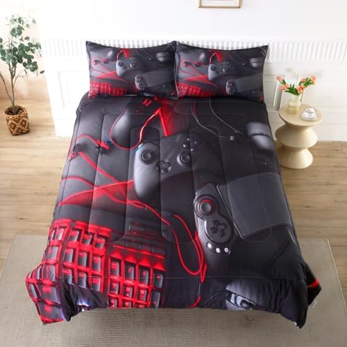 Gaming Comforter for Boys Teens,Game Bedding Sets Twin,Kids Gamer Comforter Set,Video Game Bedroom Bed Set Controller Duvet All Season 3 Piece - Image 2