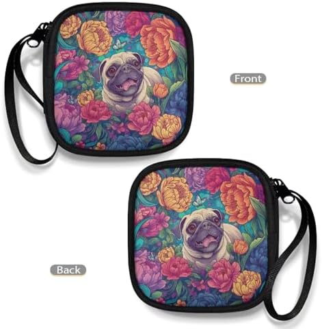 Floral Headphones Carrying Case, Cute Puppy Print Travel Portable Storage Bags for Bluetooth Wireless Headphones, Cords, Cable, Earbuds, Charger, USB Flash Driver, MP3 - Image 4