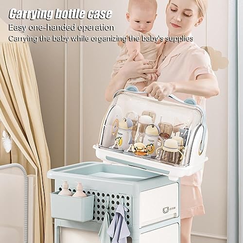 Baby Bottle Drying Rack Storage with 3 Bottle Brush Set (Blue) - Image 5