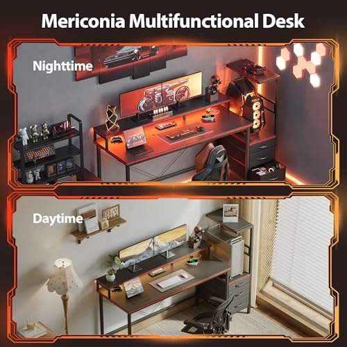 68" Reversible Gaming Desk with Drawers, Large Computer Desk, Black - Image 7