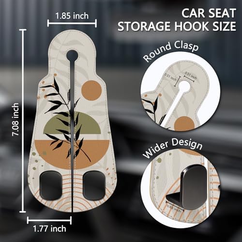 Blusabaca 2PCS Car Seat Headrest Hooks, Purses Bags Holder, Boho Leaves - Image 5