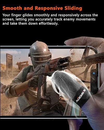 ACEDAYS Gaming Finger Sleeves,100% Visible Silver Fibers,Just Right Pressure/Breathable/Sweatproof,Gaming Gloves for PUBG Mobile/Knives Out/Call of Duty Mobile（10pcs） M - Image 5