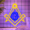 Mutank Masonic Neon Sign, USB Powered Dimmable LED Neon Light Symbolic Decor, for Brotherhood Historical Wall Game Room Study Man Cave Wall Decor, Gifts for Freemasons and Brothers(12.9 * 12.2 In) by Unknown