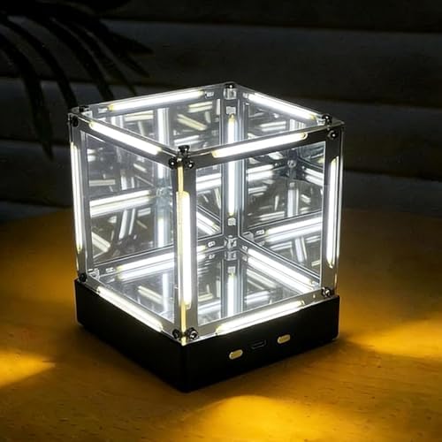 Infinity Hyper Cube LED Light, Infinite Space Abyss Lamp, One Touch Control Switch Endless Abyss Lighting Effect, DIY Assembly Creative LED Module Light Box for Gaming Desk Nightstand (White) by Unknown