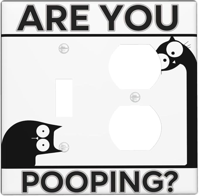 Decorative Outlet Covers Funny Bathroom Art with Are You Pooping 2 Gang Combination 1 Toggle/1 Duplex Light Switch Cover Gfci Wall Plate Electrical Receptacle Switchplate for Country Decor by JOOJIAO