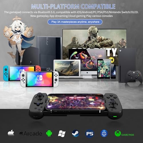 Wireless Controller for iPhone/Android/PC/iPad/Tablet/APPL Arcade MFi Games/Switch/PS4, Support Streaming on PS5/PS4/Xbox/PC Console, Cloud Gaming Gamepad Joystick - Turbo/6-Axis Gyro/Dual Motors - Image 2