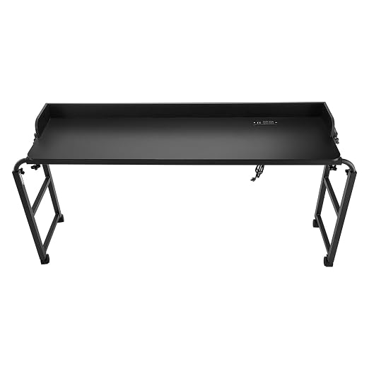 VEVOR Overbed Table, Mobile Bed Side Table with 4 Wheels (2 with Brakes) and Power Socket, Height Adjustable Rolling Laptop Desk, Portable Particleboard Over Bed Desk for Home, Office, Study, Black - Image 9