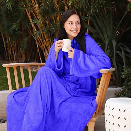 Catalonia Wearable Blanket with Sleeves for Women & Men, Fleece Wrap Throw - Image 2