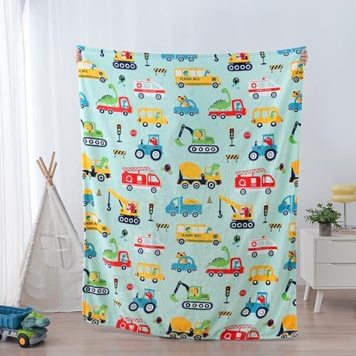 SOCHOW Cute Car Truck Fleece Throw Blanket for Boys, Mint 50 x 60 Inches - Image 7