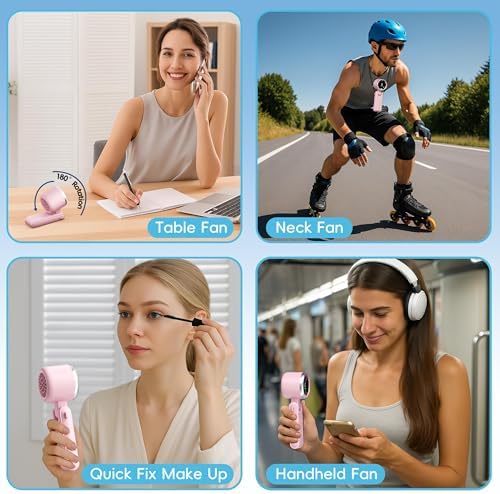 Morelax Personal Handheld Fan,High-Speed Turbo Fans,5-Speed with LED Display,Powerful Motor,4000mAh,USB Rechargeable Portable Cooling Fan for Outdoor Activities,Travel,Working,Pink - Image 3