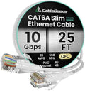 CableGeeker Cat 6A Slim Ethernet Cable 25ft, 10Gbps, White by CableGeeker