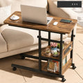 Rolling C Shaped End Table with Charging Station for Couch, Height Adjust by Armocity