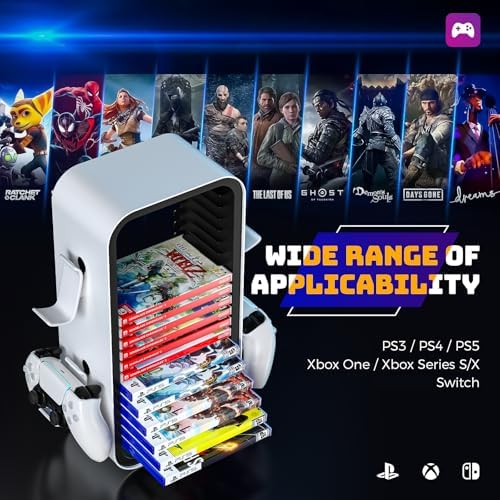 Allnice Universal Game Rack - Stores 19 Games, 4 Controller Holders, Organizes PS5/PS4/Xbox One/360/Series X/S/Switch & More - Image 2