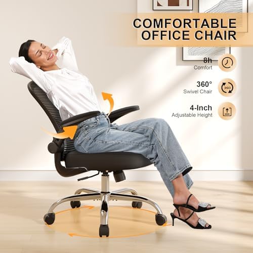 Synorla Office Chair|Ergonomic Desk Chairs 330LBS Capacity | Flip-up Armrests,Mesh Computer Chair,High Back,Comfy Work,Adjustable Lumbar Support - Image 5