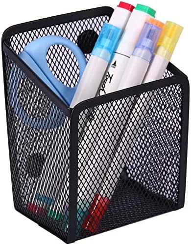 Large Magnetic Pen Holder, Magnetic Basket 4 Strong Magnet Pencil Holders Locker Accessories for Refrigerator Whiteboard Black(3.7x2.7x5 In) by Sanpaint