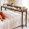 Arlopu Overbed Table with 360° Wheels, Queen Size Mobile Bed Desk, Brown by Arlopu