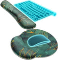 KTRIO Keyboard Wrist Rest & Mouse Pad with Wrist Rest, Green Leaves | Memory Foam Wrist Support, Ergonomic Design, Non-Slip Base, Office and Home Use by KTRIO