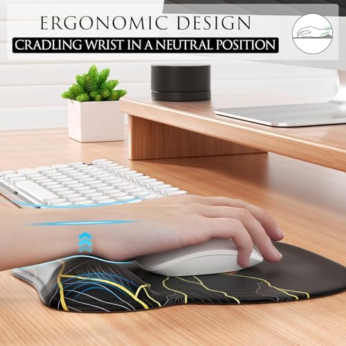 MROCO Ergonomic Mouse Pad with Gel Wrist Rest, 9.4 x 8.1 in, Golden Rise - Image 3