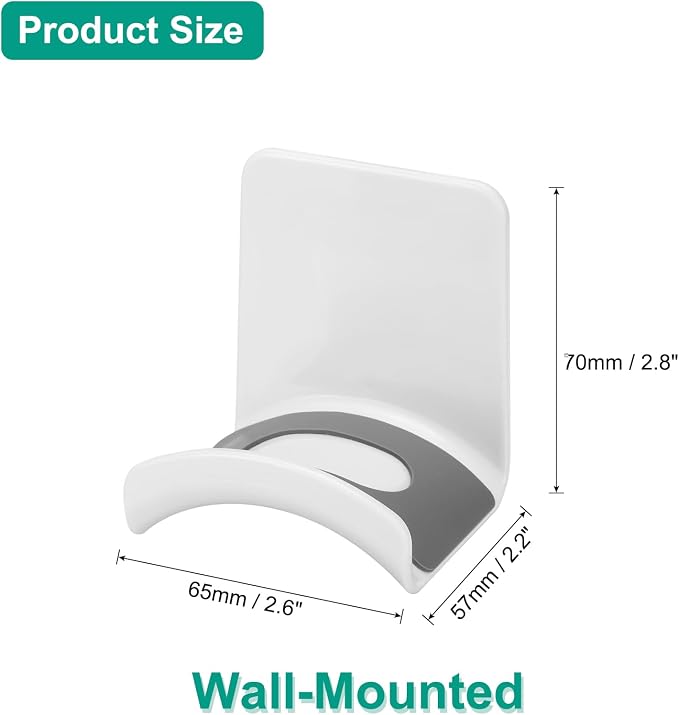 uxcell Headphone Stand, 2 Pcs ABS Headset Holder Adhesive Headphone Holder Hook Mount Headphone Hanger Hook Under Desk for Gaming Headphones Earphones Cables, White(Wall-Mounted) - Image 2