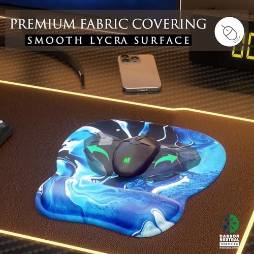 MROCO Ergonomic Mouse Pad with Gel Wrist Rest, 9.4 x 8.1 in, Blue Waves - Image 2