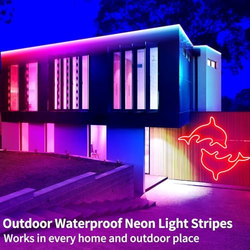 segrass 50ft RGB LED neon Rope Lights LED neon Lights with Remote Control/APP Control IP65 Waterproof Flexible Neon LED Strip Lights for Bedroom Room Outdoors Décor - Image 5