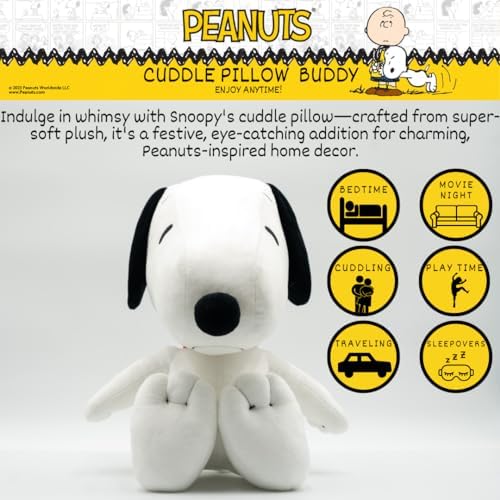 Peanuts Snoopy Plush Cuddly Cuddle Pillow, Super Soft & Cozy, 19" Tall, (Officially Licensed Product) by Franco Collectibles - Image 2