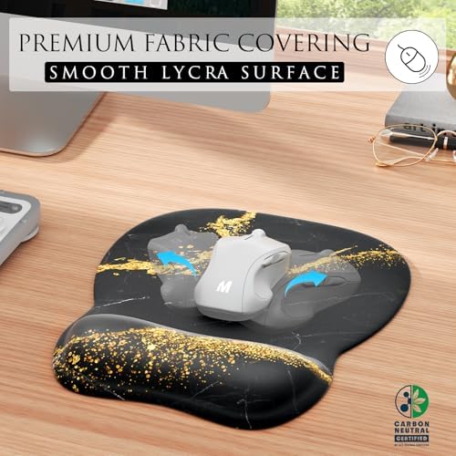 MROCO Ergonomic Mouse Pad with Gel Wrist Rest, 9.4 x 8.1 in, Black Gold - Image 2