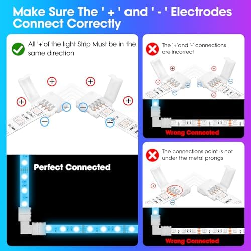 10Packs 4-Pin L Shape RGB LED Light Strip Connectors 8mm Unwired Gapless Solderless Adapter Terminal Extension - Image 5